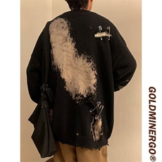 扎染别针破洞毛衣男秋冬季美式复古慵懒风设计感针织衫MY9836-P48，男装针织衫/毛衣，星座1008-1