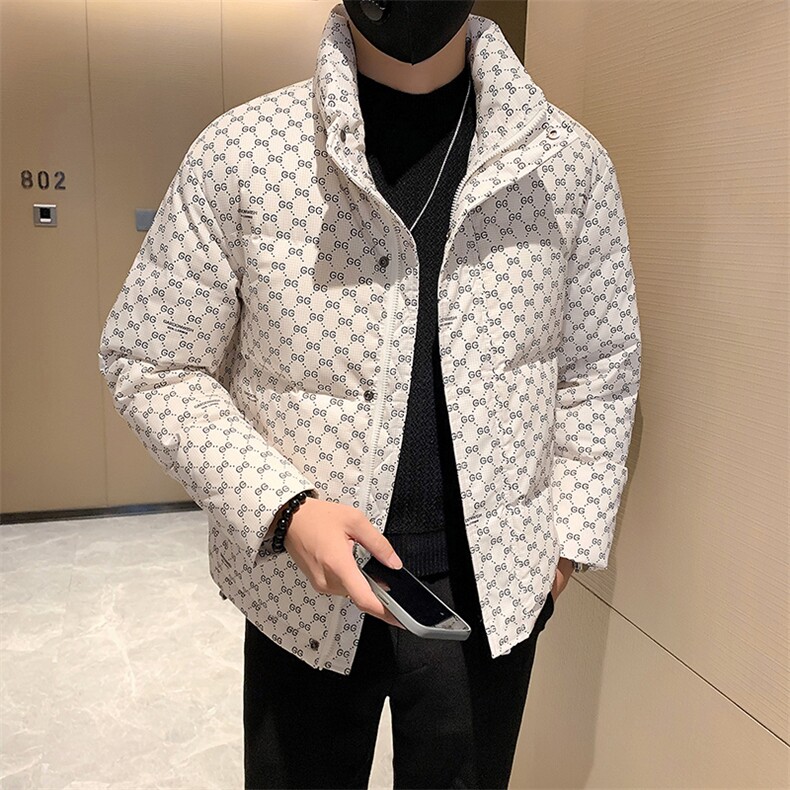 2025冬季新款社会小伙立领字母印花羽绒服男士外套B338-9901-P165,男装羽绒服,电商B328