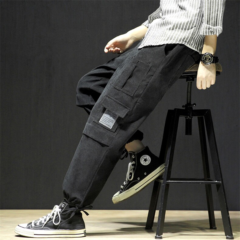 20秋季新款日系黑墙大码工装灯芯绒潮流宽松休闲裤K1016-P45,男装休闲裤,电商A009A（原A058A）