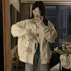 秋款2024新款撞色翻领夹克学院风休闲棒球外套女C825-P88，男装夹克，星座911-2(原星座613-2）