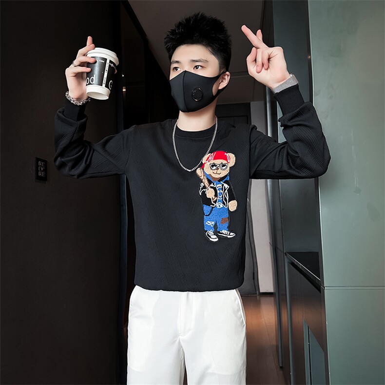 轻奢小熊卫衣男高级感潮流社会小伙店主风无帽外套301C-WY36-P58,女装短外套,星座301C（原B323）
