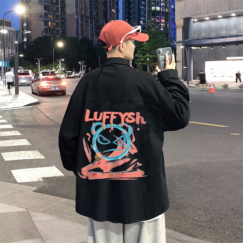春季长袖衬衫男宽松港风衬衣男外套男CSCS286-P35,男装衬衫,电商B371