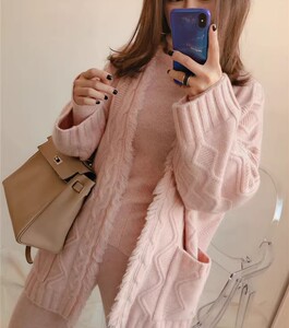 时尚百搭宽松毛衣外套女秋冬季新款针织开衫慵懒风外穿韩版上衣