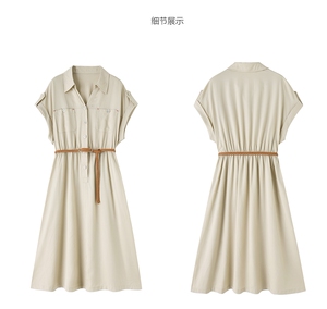 2026夏季新款宽松显瘦轻薄系带中长款女休闲好看高级感连衣裙图片