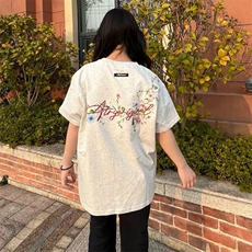 万针全刺绣工艺抖音得物高品质260克重磅纯棉双纱美式高街短袖T恤，男装T恤，电商A486