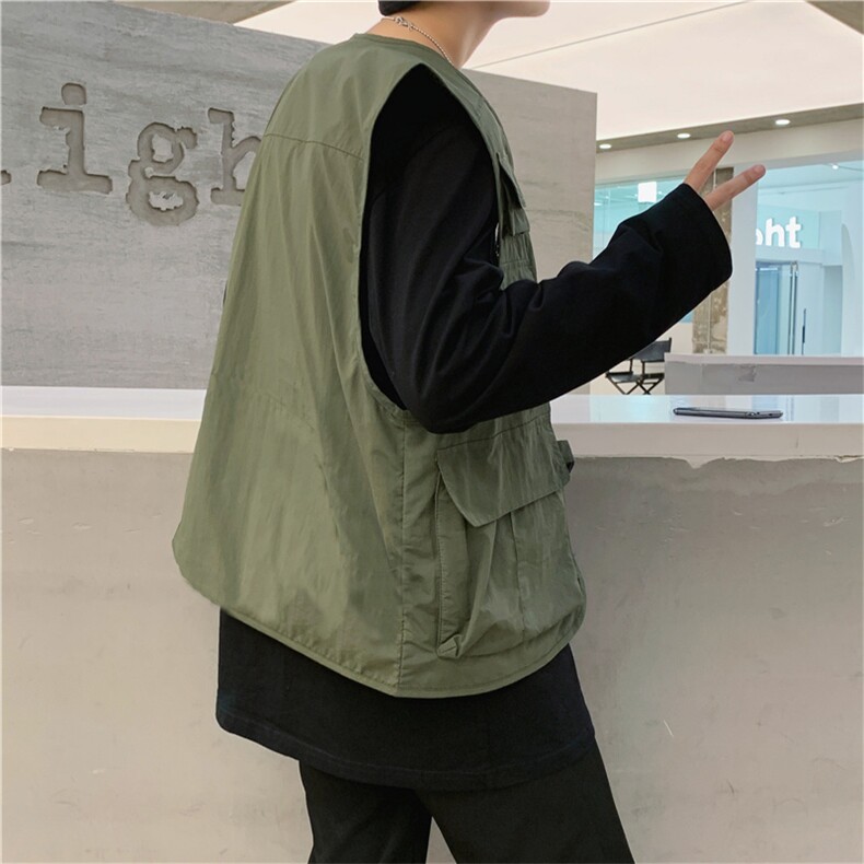 新款马甲男港风潮牌工装机能风多口袋背心坎肩ins港风M2030-p30，男装背心/马甲，星座1008