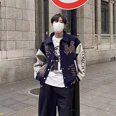 美式棒球服男女2026春秋季潮牌毛巾绣飞行员夹克情侣休闲宽松外套，男装夹克，星座715-4