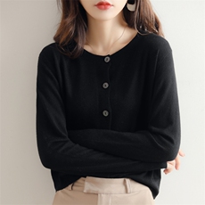 针织开衫女短款2024秋新款韩版宽松外搭洋气小个子毛衣外套，女装羊毛衫，越洋羊