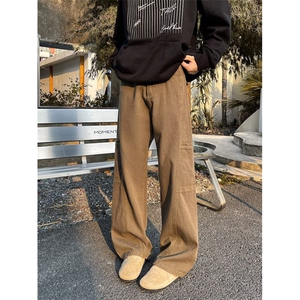 水洗直筒牛仔裤男士春秋季2024新款复古美式高街潮牌宽松休闲长裤图片