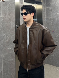 网图现货 1W件 美式潮流复古皮夹克外套男短款机车皮衣 特P59图片