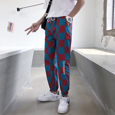 主推ins超火的格子裤夏季网红款束脚裤男情侣休闲长裤N002-P40，男装休闲裤，星座1501