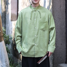 春装现货新款男士立领盘扣流苏长袖衬衫新中式CS02-P75控98，男装衬衫，电商A021