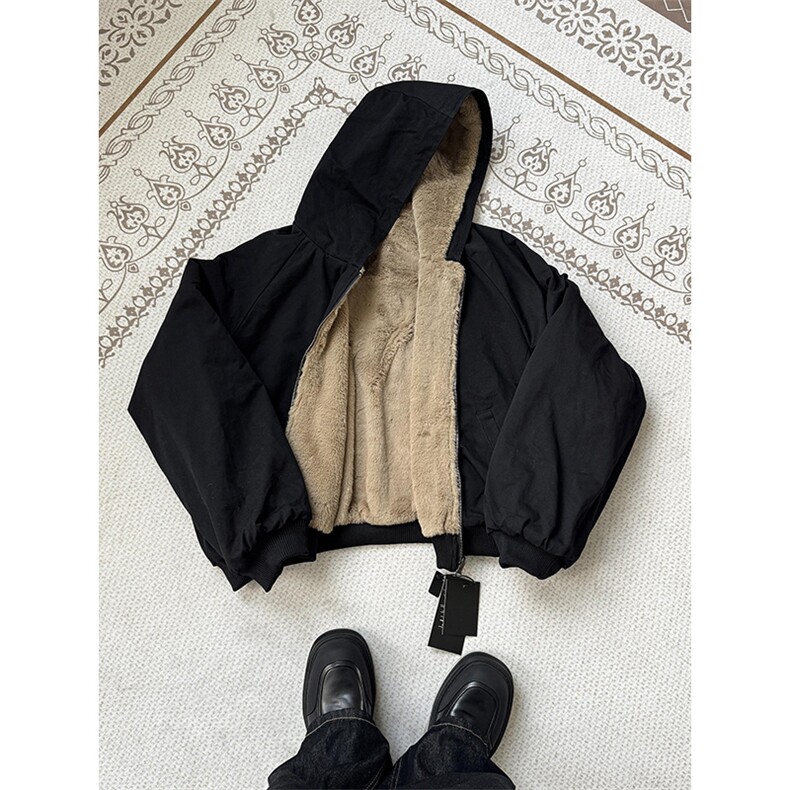 两面穿现货重磅短款座山雕棉衣男女双面穿毛毛绒棉服加厚外套图片