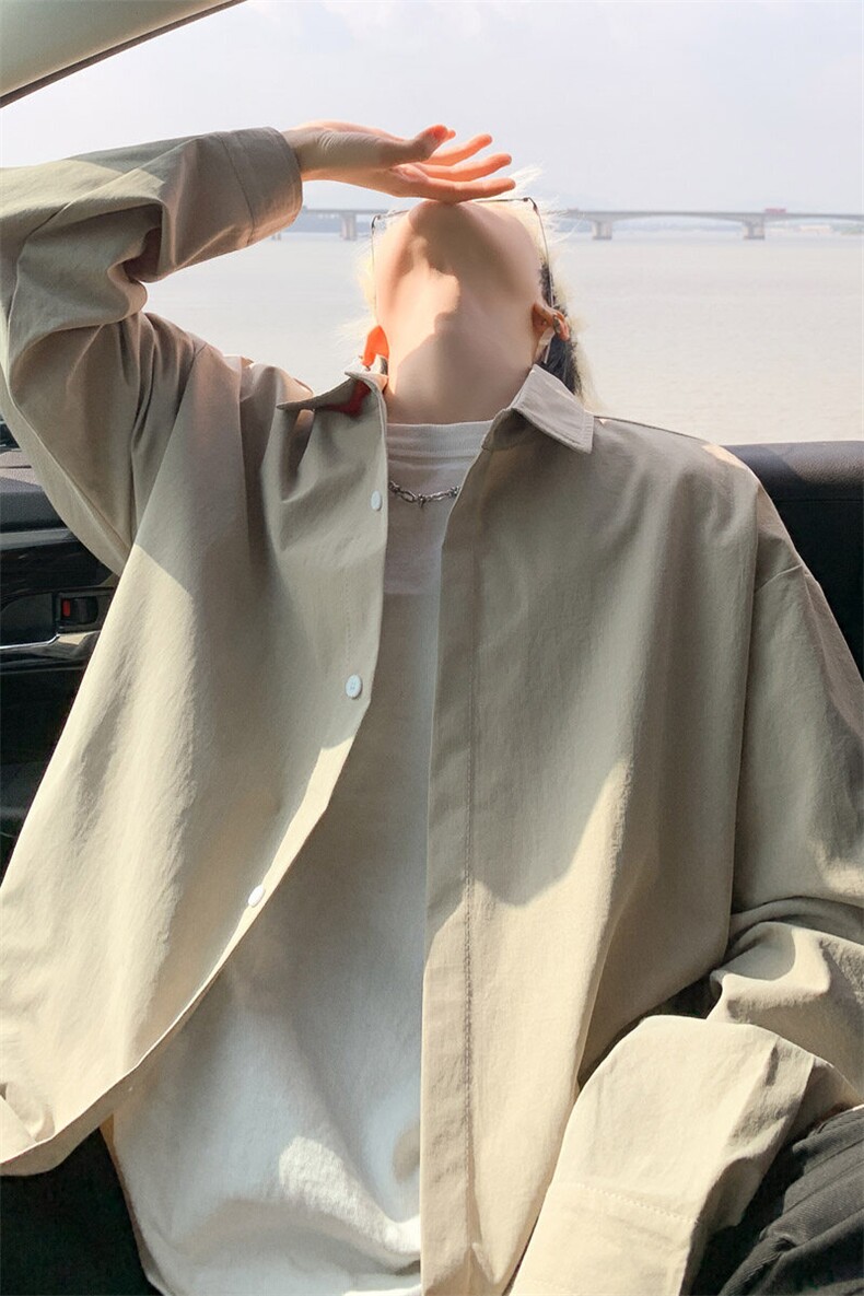 ！2025春季新款男士纯色长袖衬衣简约白衬衫CS06特P35,男装衬衫,电商B220