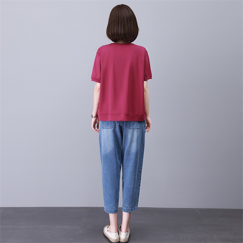时尚休闲印花拼接套装女宽松显瘦百搭两件套,女装套装/套裙,叶笙衣