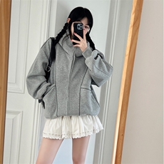 抖音得物高品质秋冬美式高街重磅结构辑明线纹理连帽卫衣外套W111，男装卫衣，电商A486