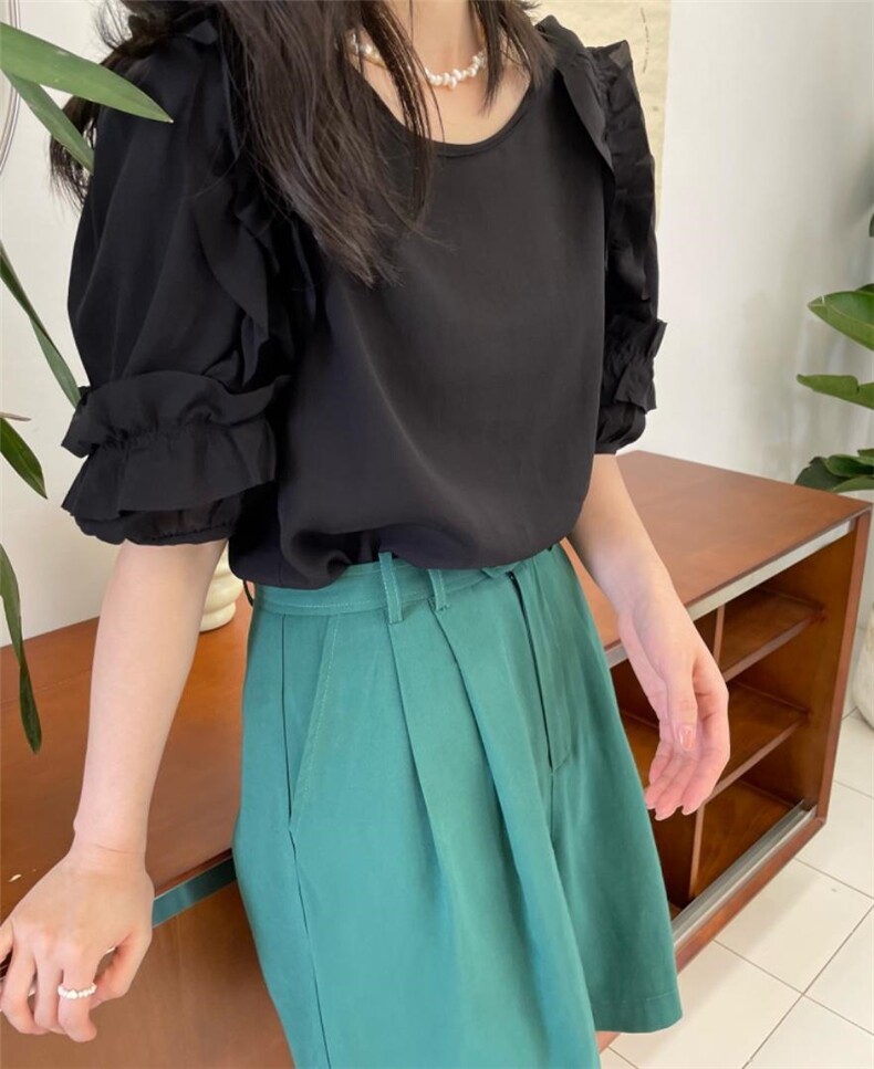 花边袖上衣，其它，唯品
