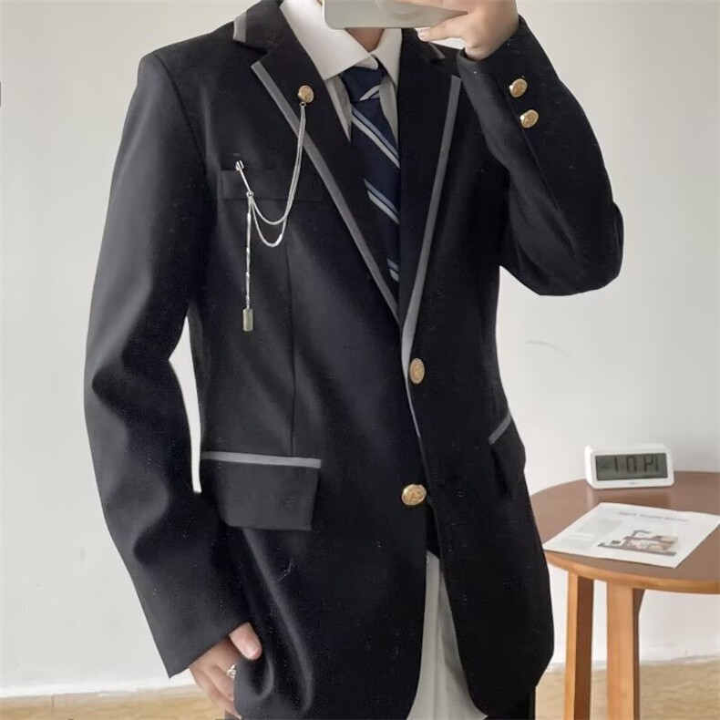 学院风制服dk男生西装套装初中高中休闲西服成人礼毕业班服外套潮,男装西服,四季星座505