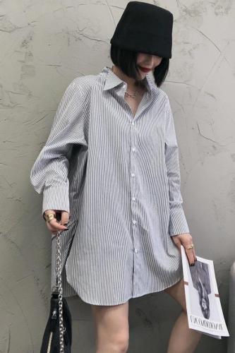SGH2090洋气立领后开叉条纹衬衫,女装衬衫,L·H·X