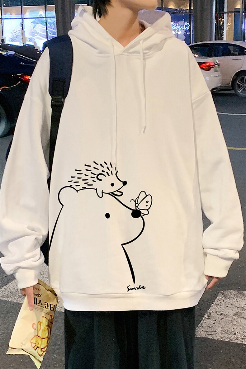 WY2166-P35加绒款-P40纯棉连帽卫衣男大码运动帽衫宽松薄外套男,男装卫衣,电商A040