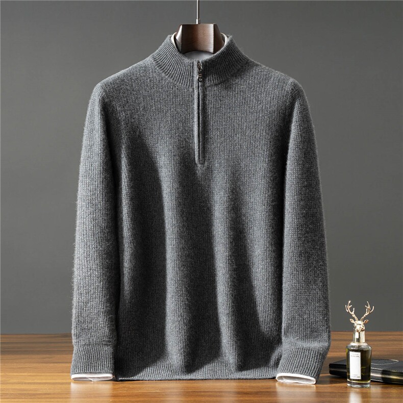 2026年秋季套头时尚百搭通勤简约休闲半拉链，男装羊绒套衫，曼云男装羊绒