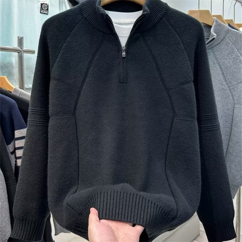 M509-P69美式半高领拉链针织衫男硬汉修身长袖线衣鹿毛绒,男装针织衫/毛衣,电商B323A