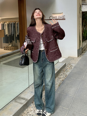 红流苏编织小香风外套女2024春秋新款小个子超好看短款上衣，女装短外套，浙宝192（原082）
