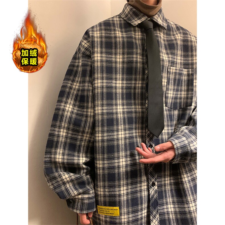 秋冬休闲潮流格子衬衫保暖加厚打底衫男C2158-特P32/C9732-特P40图片