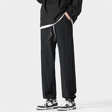 特批30无差价2024春夏防泼水休闲直筒裤男泡泡纱抽绳束脚裤K1365，男装休闲裤，电商A082