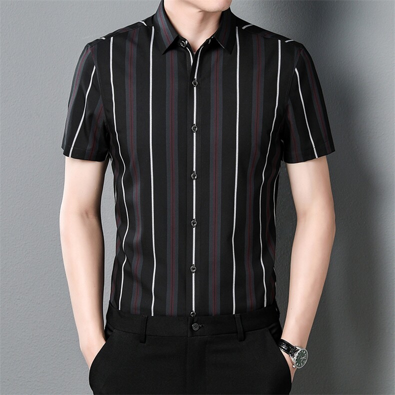 C8903钱塘2020-2夏季男士竖条纹精品短袖衬衫P55,男装衬衫,钱塘207-2
