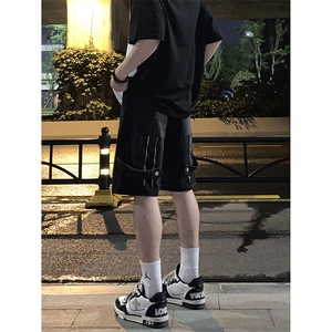 B221 美式ins高街暗黑拉链休闲牛仔短裤五分裤 LK23082-P50 控68图片