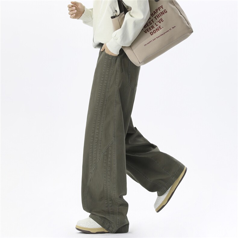 美式褶皱水洗直筒工装裤男休闲长裤P48控88，男装工装外套，电商D205
