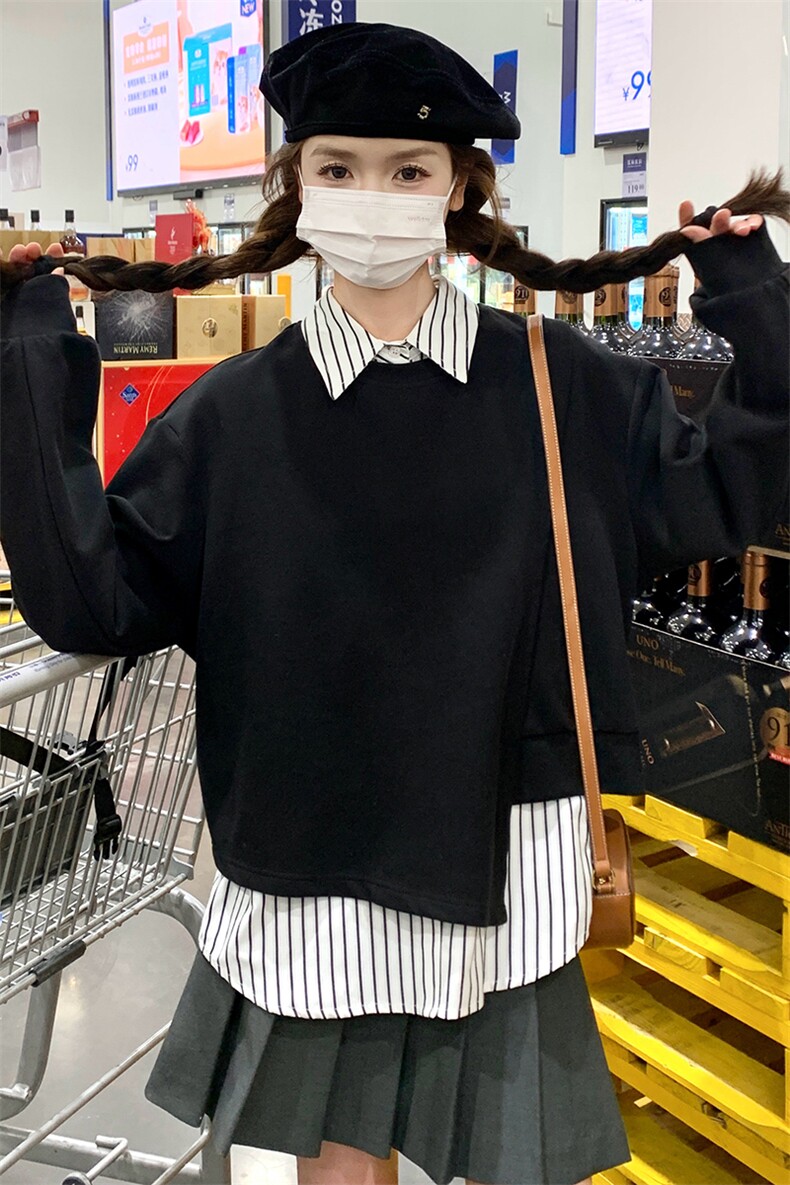 【已出货】2026秋两件套可单穿套头卫衣2C372-9022-P100控178,女装短外套,2C372