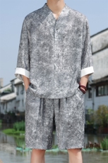 2025夏季新款男装新中式汉服衬衣风复古禅服盘扣衬衫C97-P95，男装衬衫，电商B277(原6028)