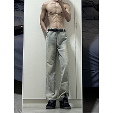 B221美式ins高街小众百搭纯色微喇牛仔裤LK22087-P55控78，男装牛仔裤，电商B221
