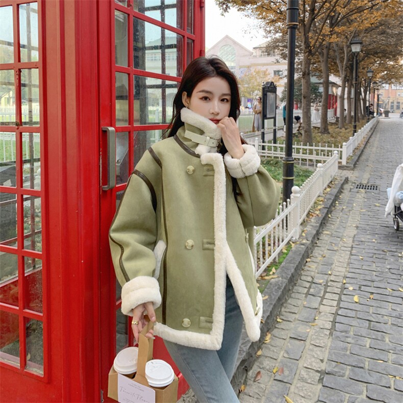 高转化现货25年火焰复合新款皮毛一体外套女182A-8327P190K268，女装皮草，浙宝182A