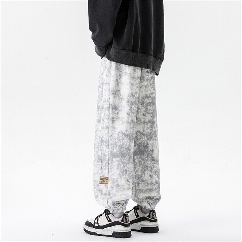8XL-M痞帅脏脏束脚休闲卫裤男秋冬加绒加厚大码裤子KZ022特价P40,男装休闲裤,电商B312