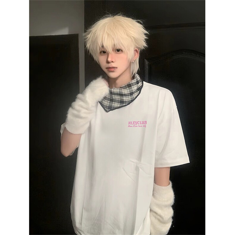 抖音得物供货210克现货宽松纯棉美式潮牌印花落肩袖纯棉T恤AT2145图片
