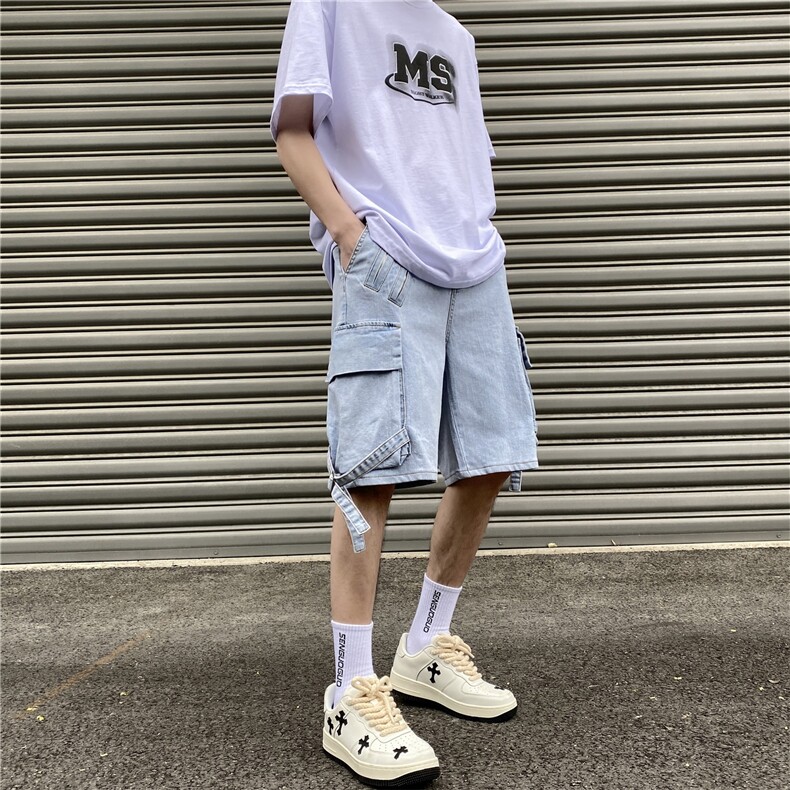 工装牛仔短裤美式复古潮cityboy过膝五分裤A061-YJ6888-P50,男装牛仔裤,电商A061