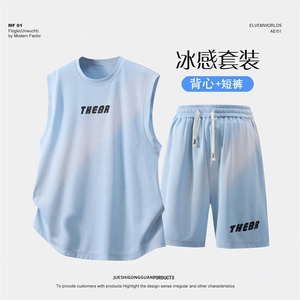夏季冰丝休闲背心套装图片