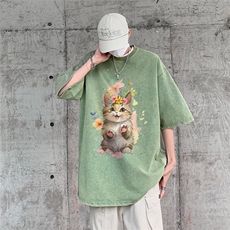 潮牌宽松短袖t恤蜡染美式复古高街水洗做旧517A-2-SX245-P38，男装T恤，星座517A-2