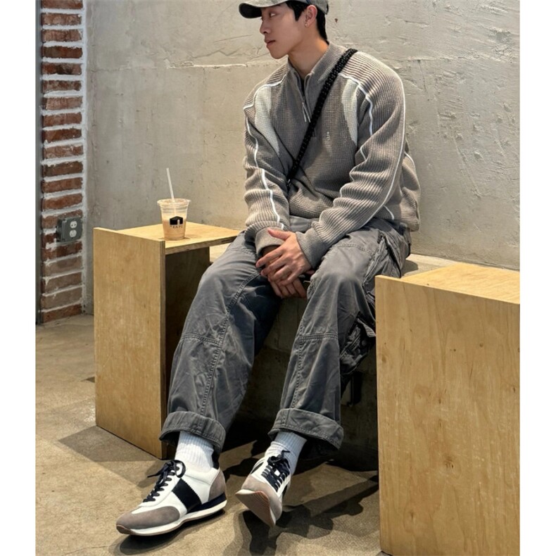 半拉链毛衣男秋冬小众设计感拼接潮牌美式复古上衣痞帅外套MY055,男装针织衫/毛衣,星座601-1