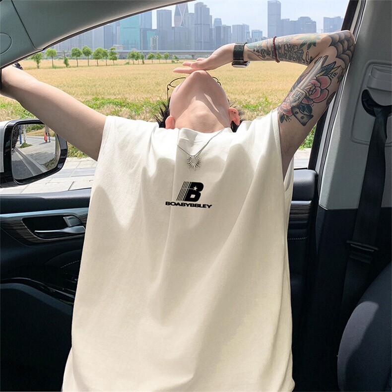 可48小时发货支持抖音得物来样二开240克重磅美式纯棉背心无袖t恤,男装背心/马甲,电商A486-1