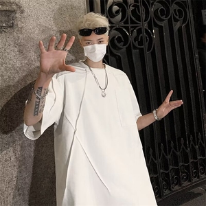 短袖t恤男款夏季宽松上衣纯棉原细节褶皱纯色半袖体恤衫 TX2图片