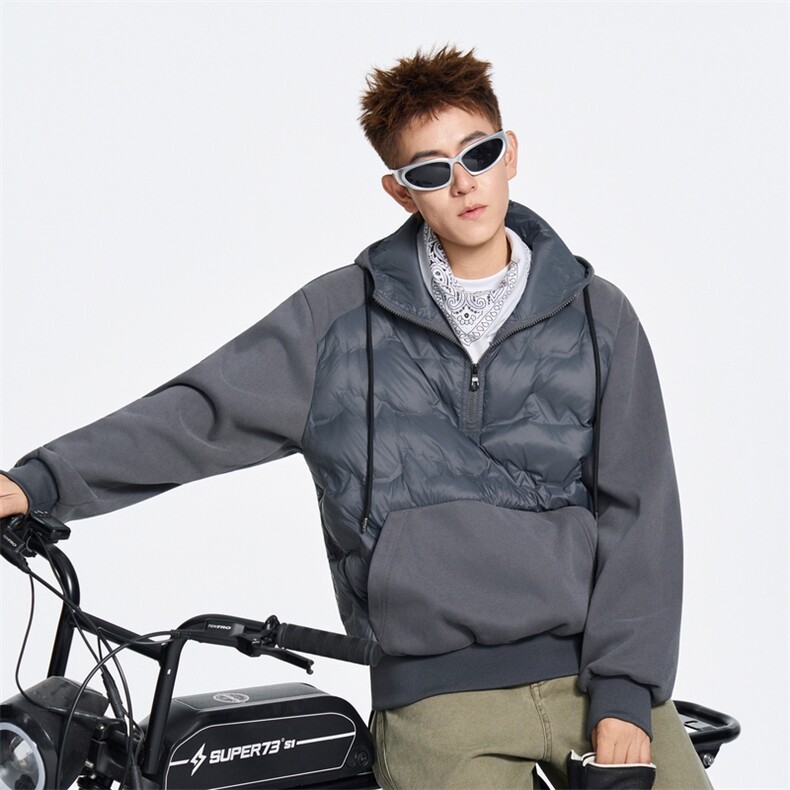 冬季美式套头连帽袋鼠袋轻薄羽绒服90白鸭绒 XZ309 Y95732 P105图片