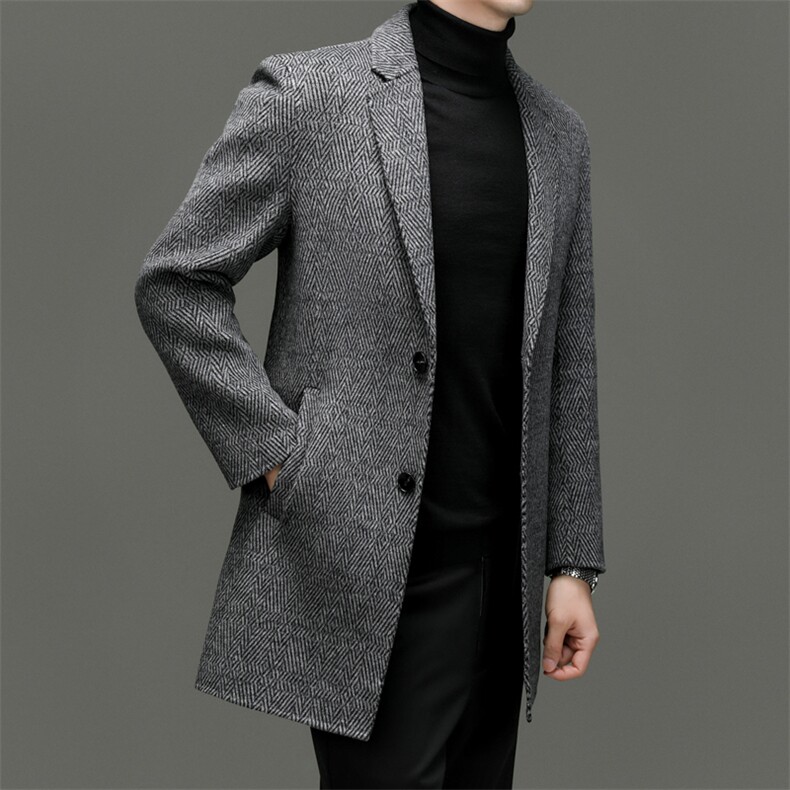 M3810-28钱塘2020-3商务休闲冬季厚款百搭中年男士毛呢外套P370,男装毛呢大衣,钱塘207-3