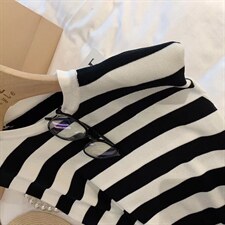 现货夏款垫肩条纹针织，其它，XTZ style