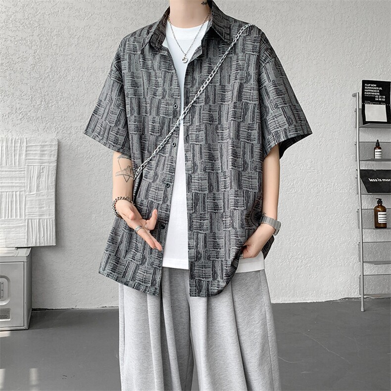 8XL-M花衬衫男款短袖夏季冰丝薄款花衬衣大码寸衫外套DC28013P38,男装衬衫,电商B312