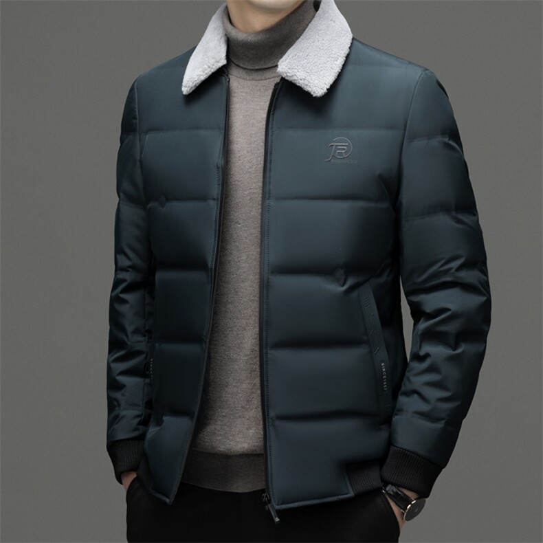 中年爸爸装羽绒服新款冬季男装保暖加厚外套男士可脱卸毛领上衣图片