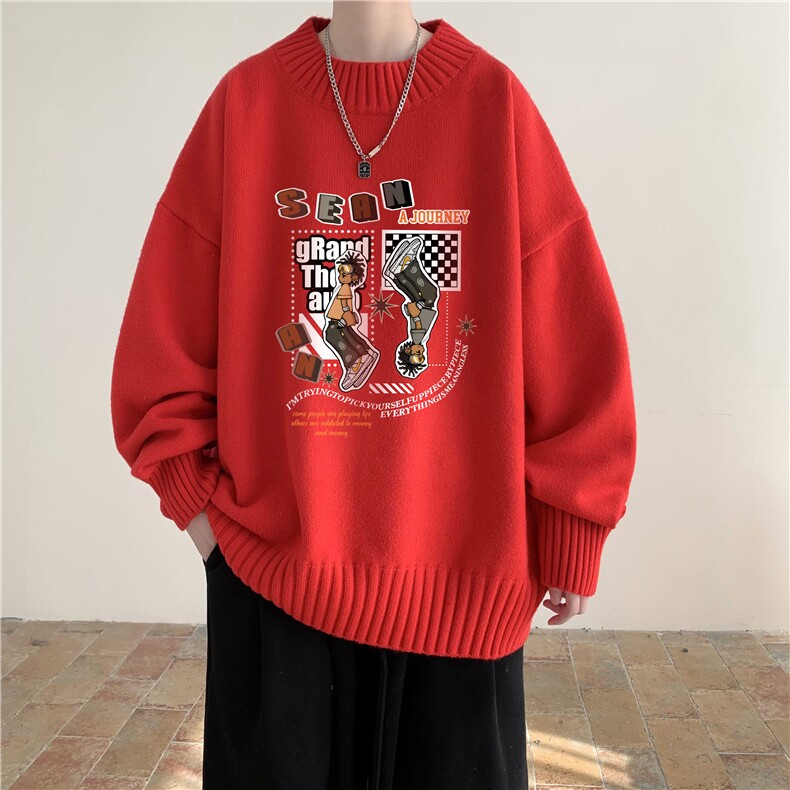 半高领毛衣男士大码针织衫男毛线衣男 M18282-P45 加绒款-P65图片